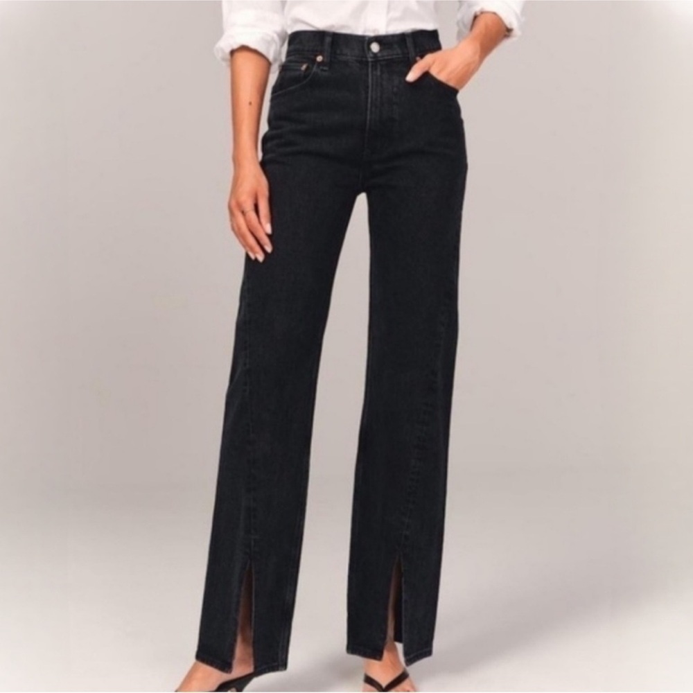 Abercrombie & Fitch Black The 90’s Relaxed High Rise Split Jeans